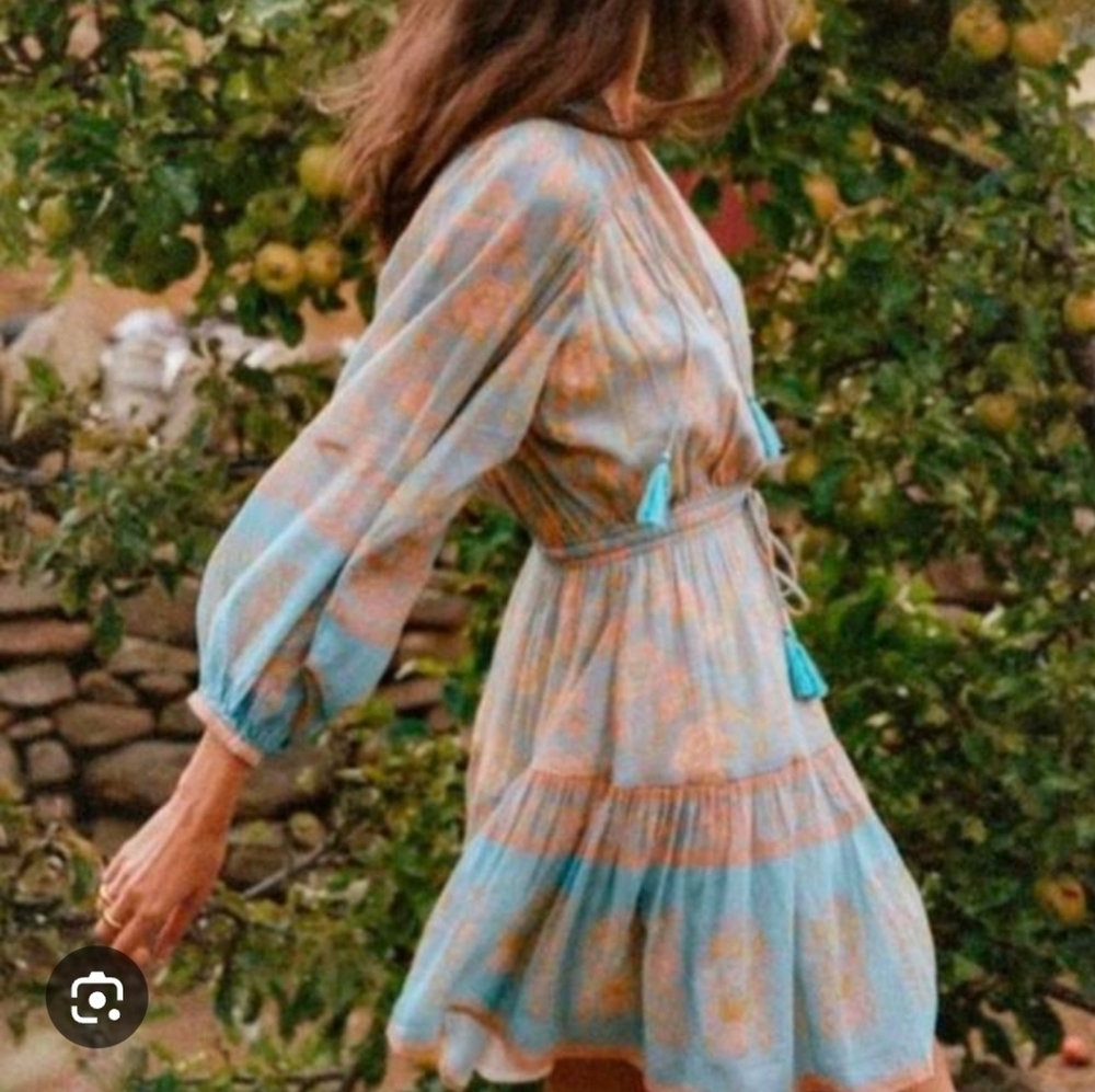 SPELL AND THE GYPSY JUNIPER PLAYDRESS LONG SLEEVE BOHO SHORT DRESS L